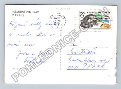 Pohlednice Praha Hradčany kostel sv Mikuláše zima 1974 (M39131)