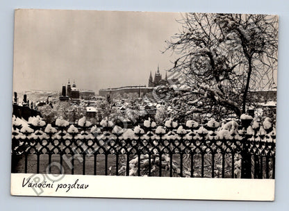 Pohlednice Praha Hradčany Vánoční pozdrav zasněžená krajina (M39134)