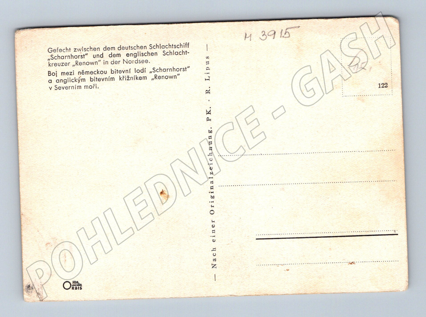 Pohlednice bitva Scharnhorst vs Renown – námořní souboj (M3915)