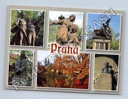Pohlednice Praha koláž soch park (M39156)