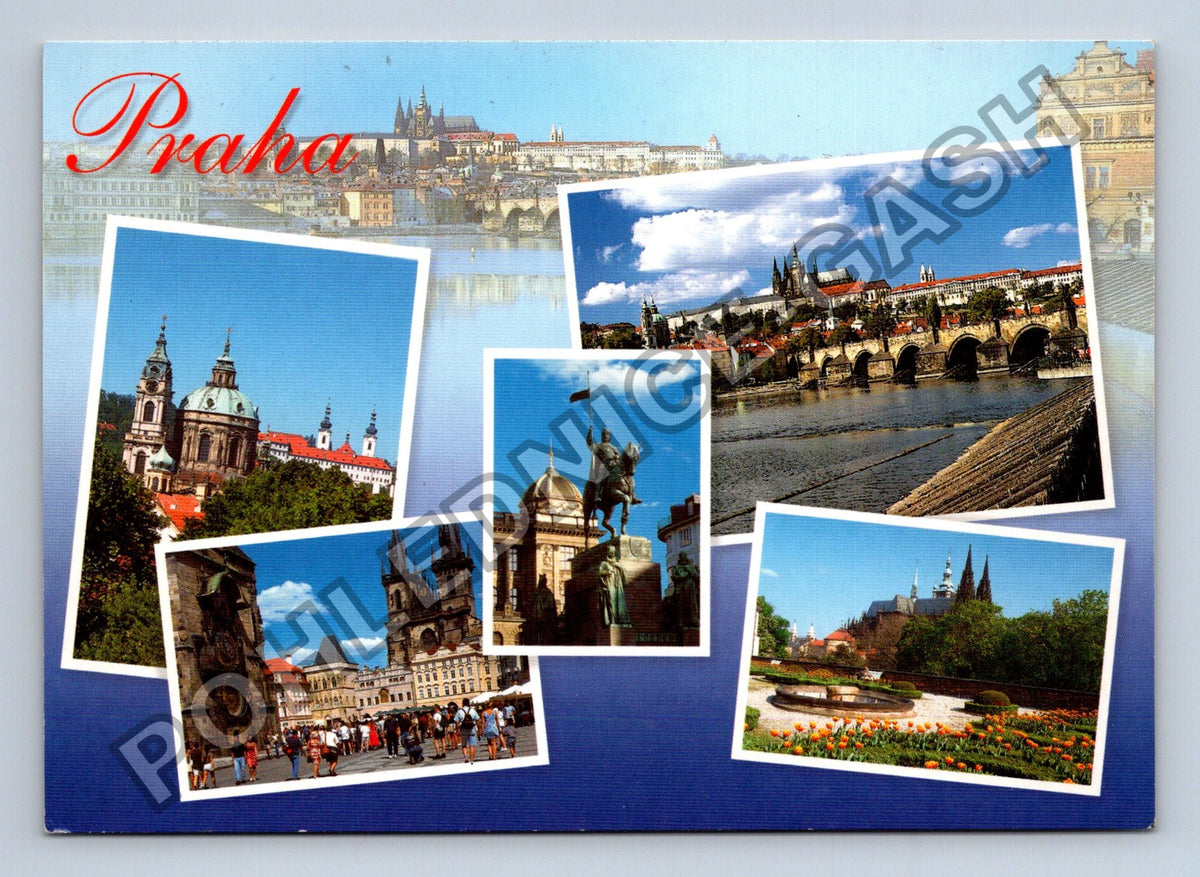 Pohlednice Praha koláž Hrad Karlův most sv Mikuláš (M39157)
