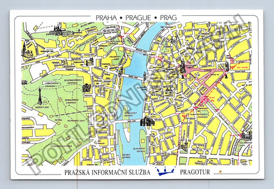 Pohlednice Praha mapa Pražská informační služba Pragotour (M39160)