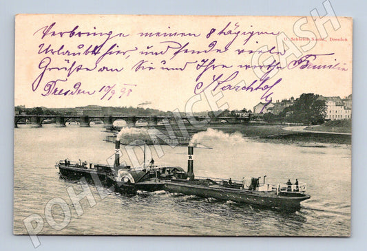 Pohlednice Drážďany – parník na řece (M3917)
