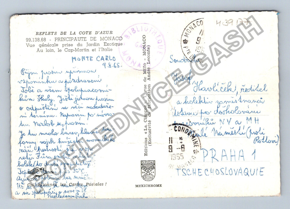 Pohlednice Monaco Monte Carlo Jardin Exotique 1965 (M39177)