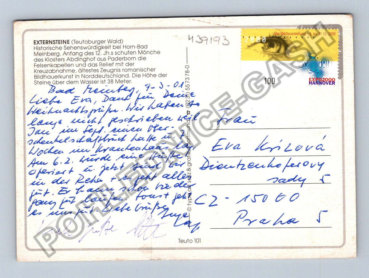Pohlednice Německo Externsteine Teotoburger Wald 2000 (M39193)