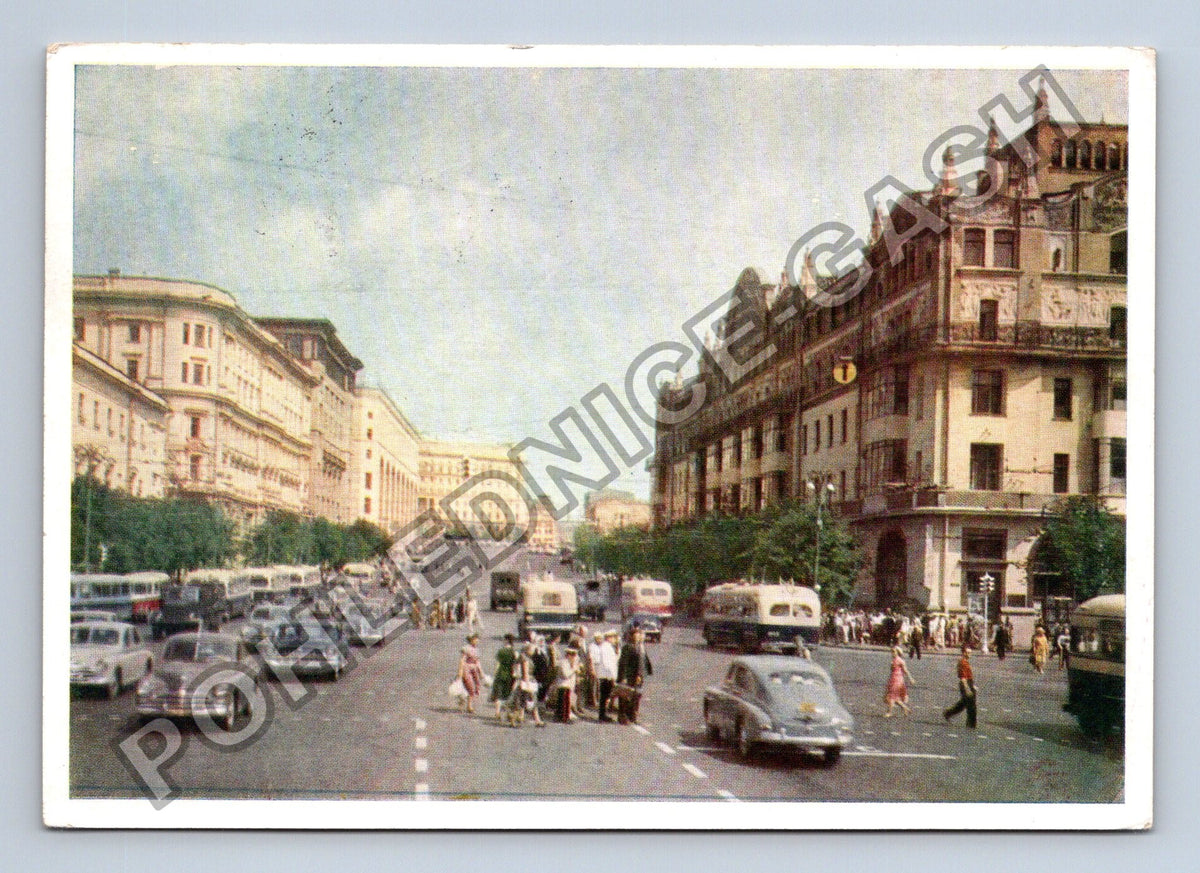 Pohlednice Moskva ulice doprava budovy 1964 (M39201)