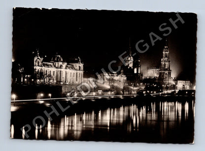 Pohlednice Německo Drážďany noční panorama Labe 1961 (M39213)