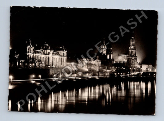 Pohlednice Německo Drážďany noční panorama Labe 1961 (M39213)