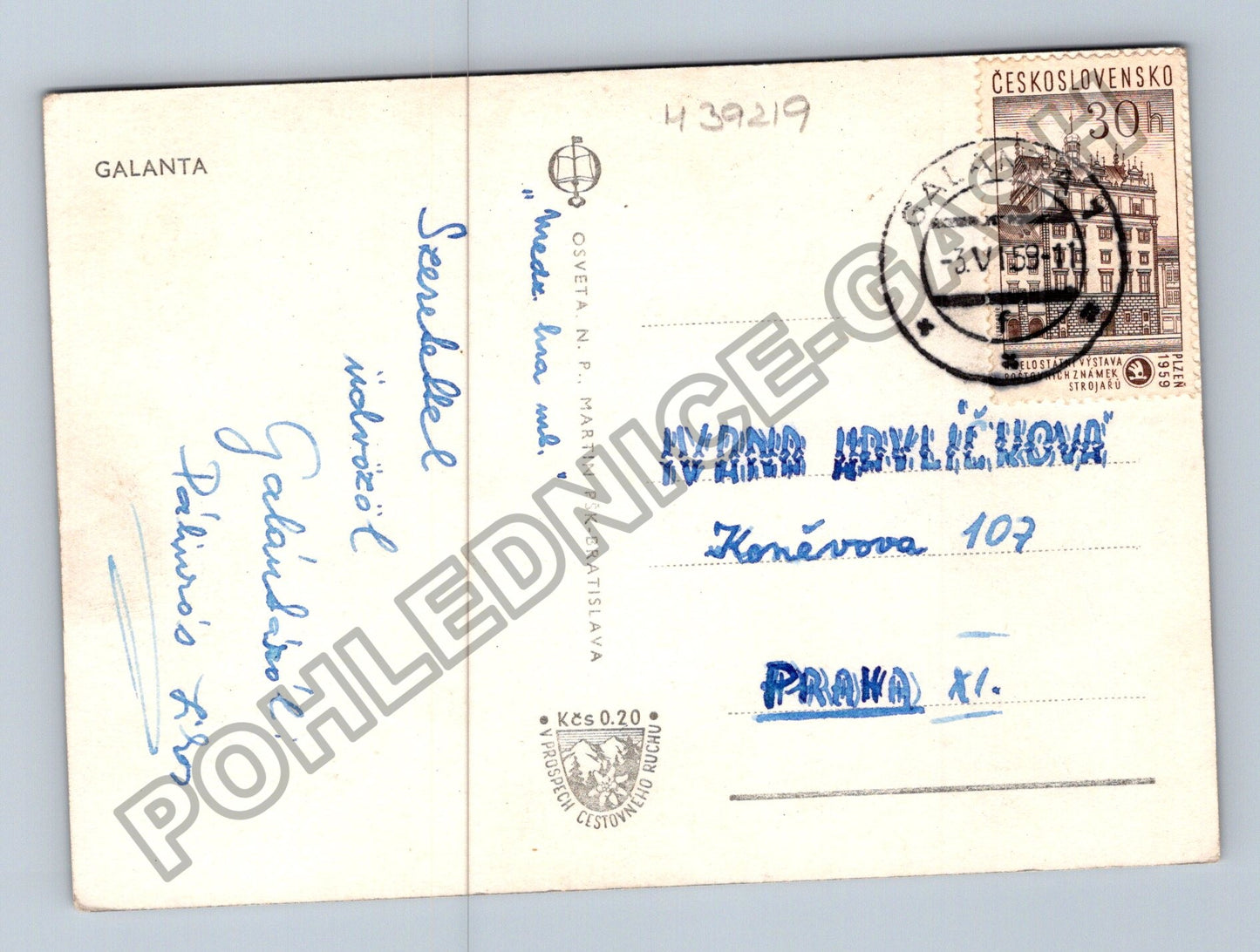 Pohlednice Slovensko Galanta zámek (M39219)
