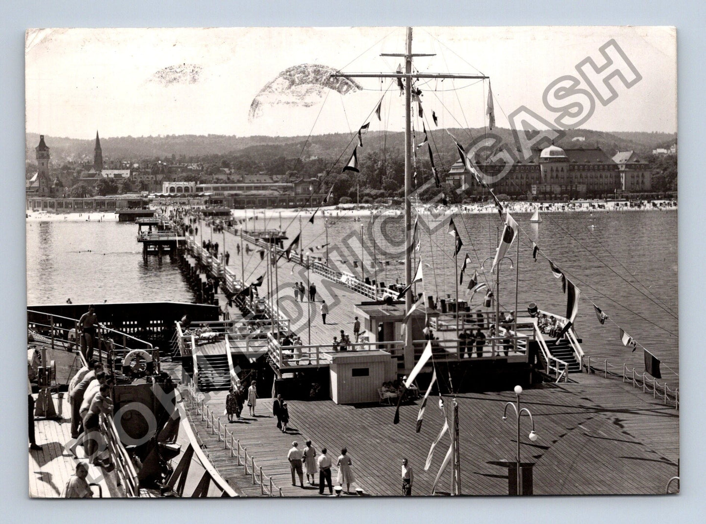 Pohlednice Polsko Sopot molo pláž 1962 (M39222)