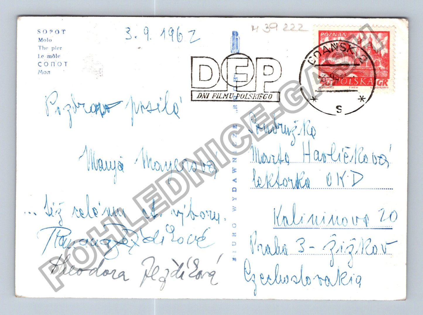 Pohlednice Polsko Sopot molo pláž 1962 (M39222)