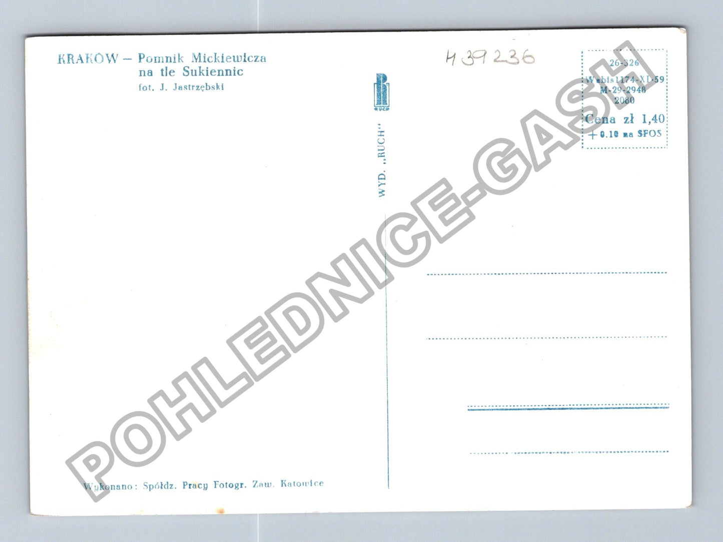 Pohlednice Polsko Krakow Pomnik Mickiewicza Sukiennice (M39236)