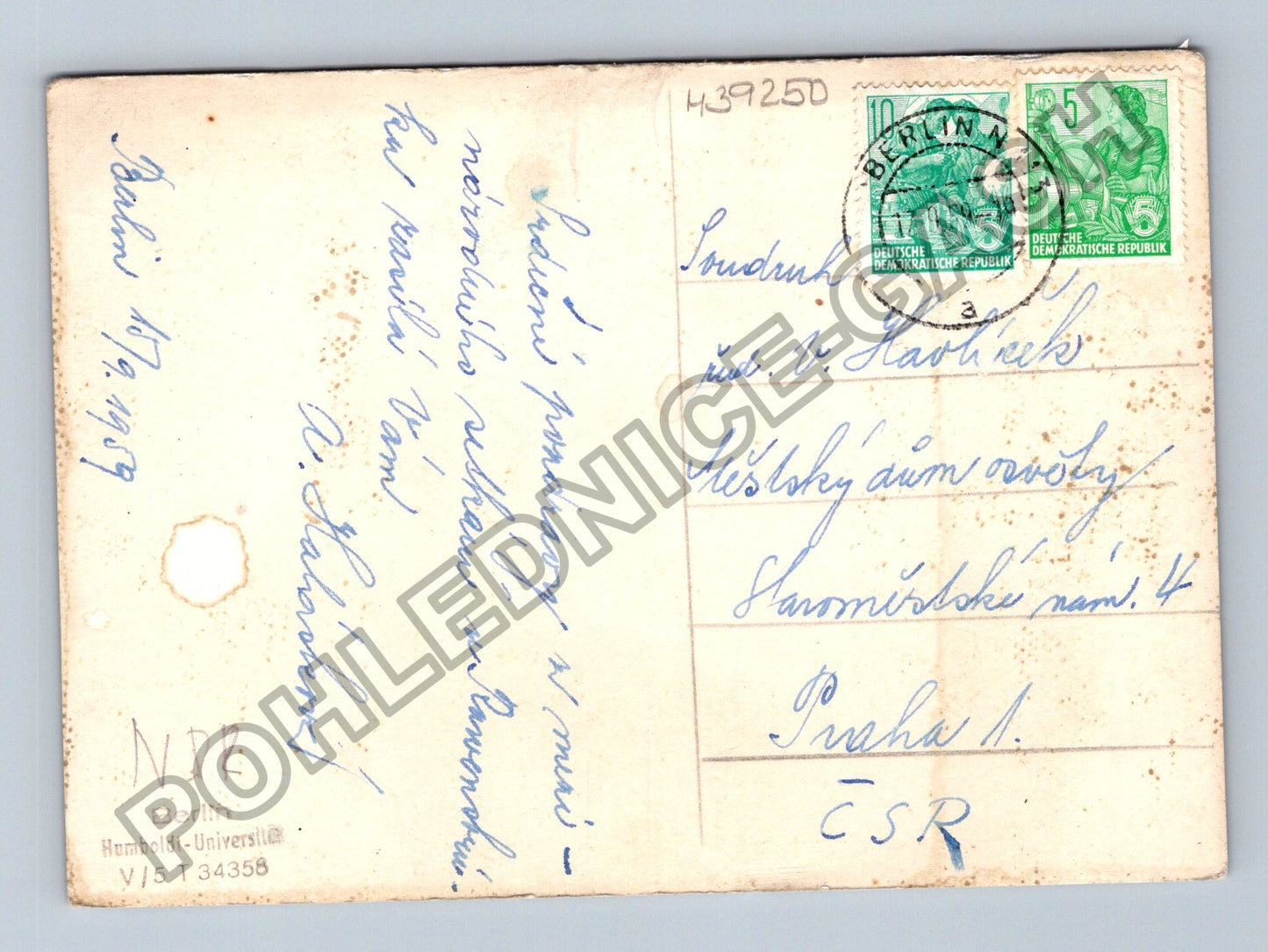 Pohlednice Německo Berlín Humboldtova univerzita 1959 (M39250)