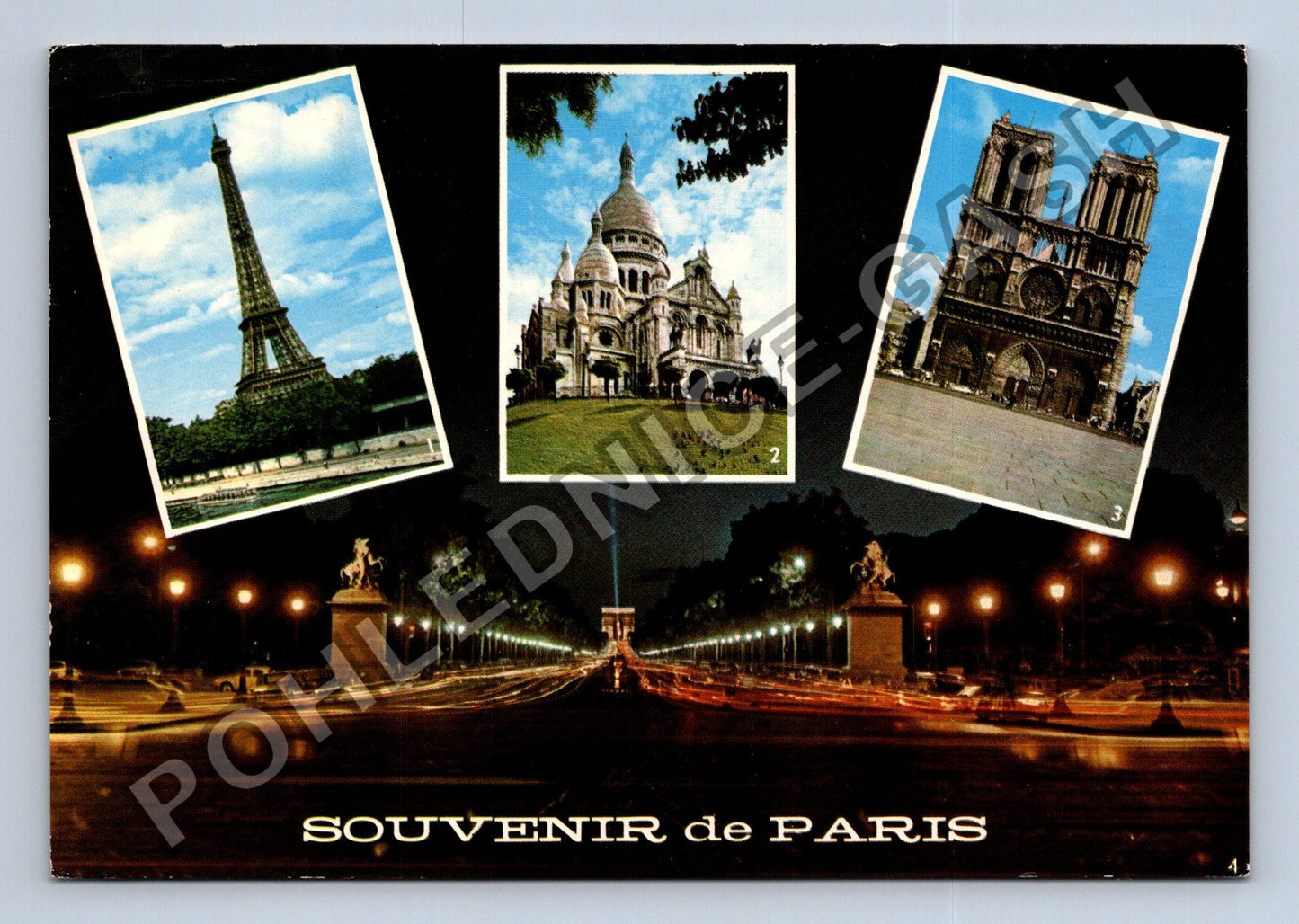 Pohlednice Francie Paříž Eiffelova věž Sacré-Cœur Notre-Dame (M39265)