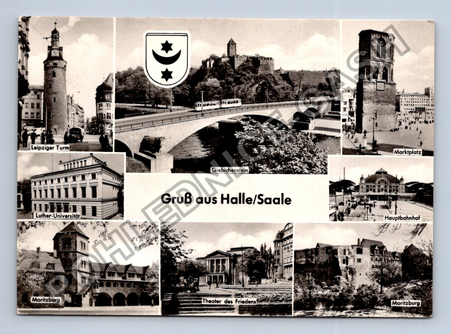 Pohlednice Německo Halle Saale koláž motivů 1961 (M39279)