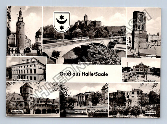 Pohlednice Německo Halle Saale koláž motivů 1961 (M39279)