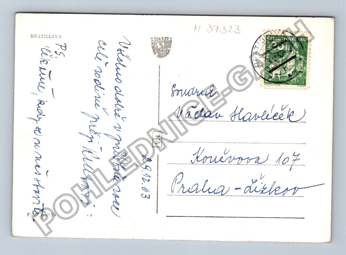 Pohlednice Bratislava město ulice tramvaj auta 1963 (M39323)