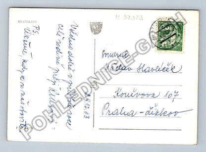 Pohlednice Bratislava město ulice tramvaj auta 1963 (M39323)