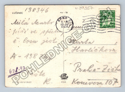 Pohlednice Lučenec ulice s obchody a lidmi 1960 (M39357)