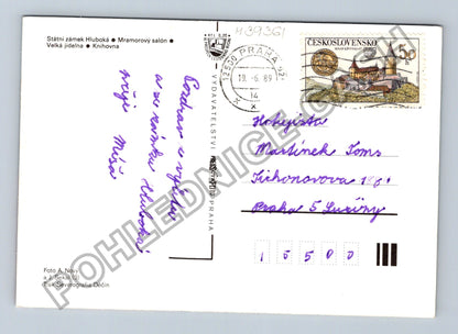 Pohlednice Hluboká nad Vltavou zámek interiéry 1989 (M39361)