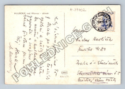 Pohlednice Hluboká nad Vltavou zámek 1954 (M39402)