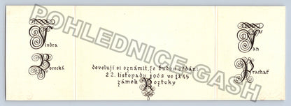Starý Oznámení o sňatku Jindry a Jana Machaře Zámek Otoky (M39444)