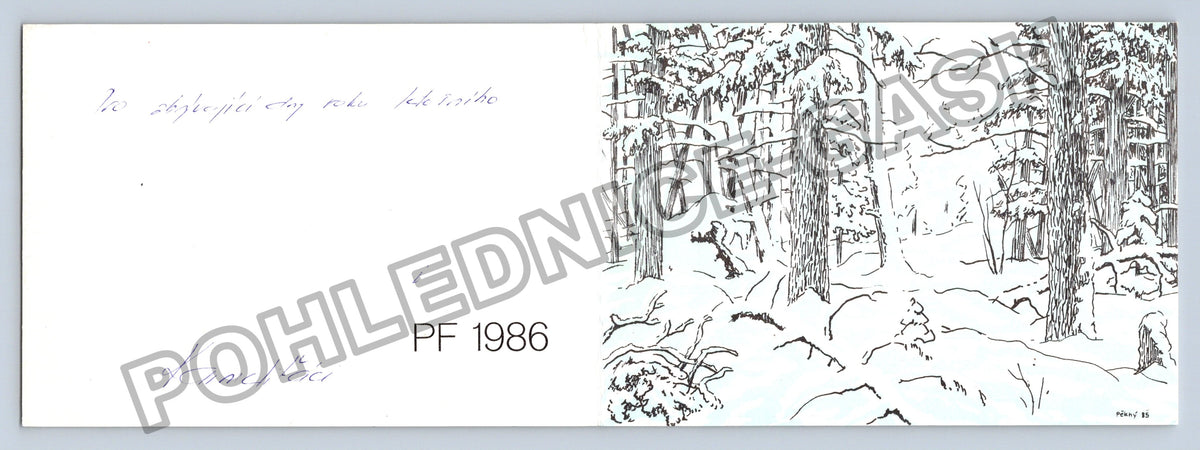 Pohlednice PF 1986 zimní krajina Kanceláři (M39446)