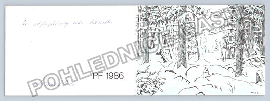 Pohlednice PF 1986 zimní krajina Kanceláři (M39446)