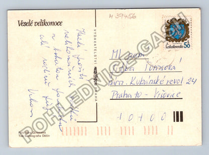 Pohlednice Velikonoce proutěný koš malovaná vejce (M39456)