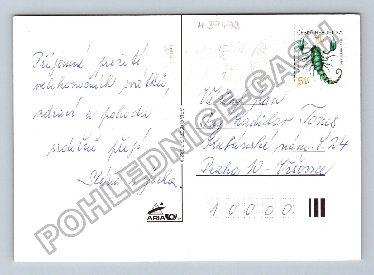 Pohlednice Veselé Velikonoce králíci v košíku vajíčka (M39473)