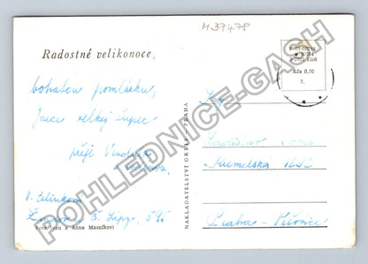 Pohlednice zátiší vejce váza větve Velikonoce (M39478)