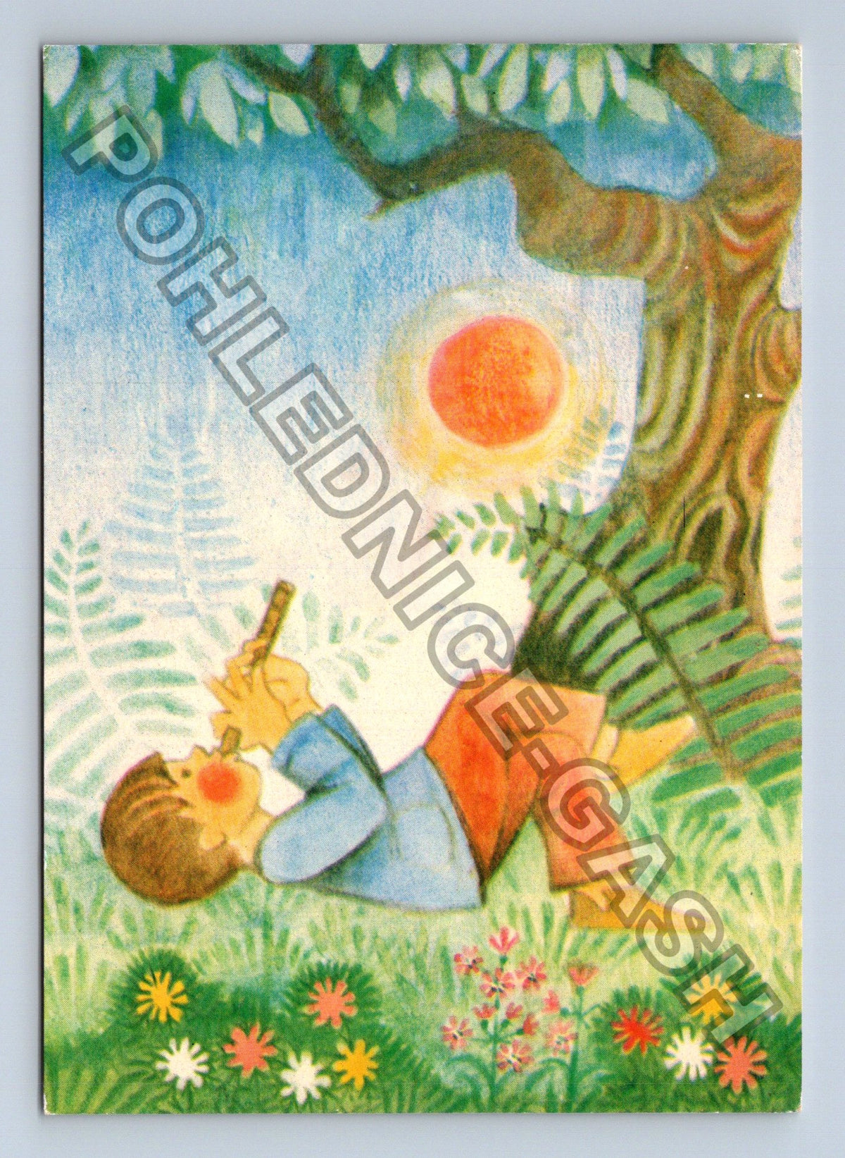 Pohlednice Veselé velikonoce chlapec s flétnou 1988 (M39484)