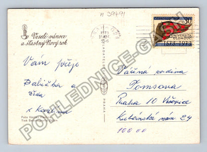 Pohlednice Vánoční novoroční zátiší hodiny sklenice (M39491)