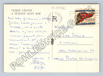 Pohlednice Vánoční motiv svíčka jehličí šišky (M39492)