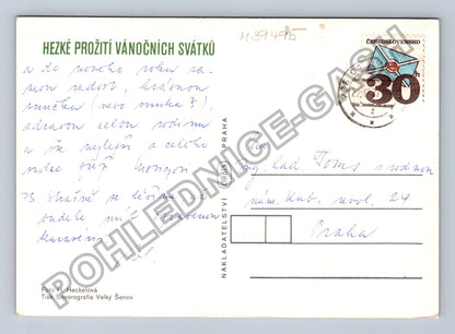 Pohlednice Vánoční motiv jehličí ozdoby svíčka (M39495)
