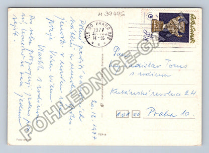 Pohlednice Vánoční svícen se svíčkou na jehličí 1977 (M39496)
