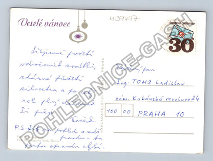 Pohlednice Veselé vánoce zátiší telefon podkova svíčka (M39497)