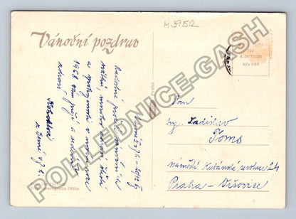 Pohlednice Vánoční pozdrav prskavka rachejtle 1968 (M39512)