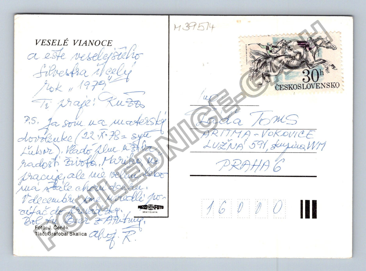Pohlednice Vánoční svícen s červenými svíčkami (M39514)