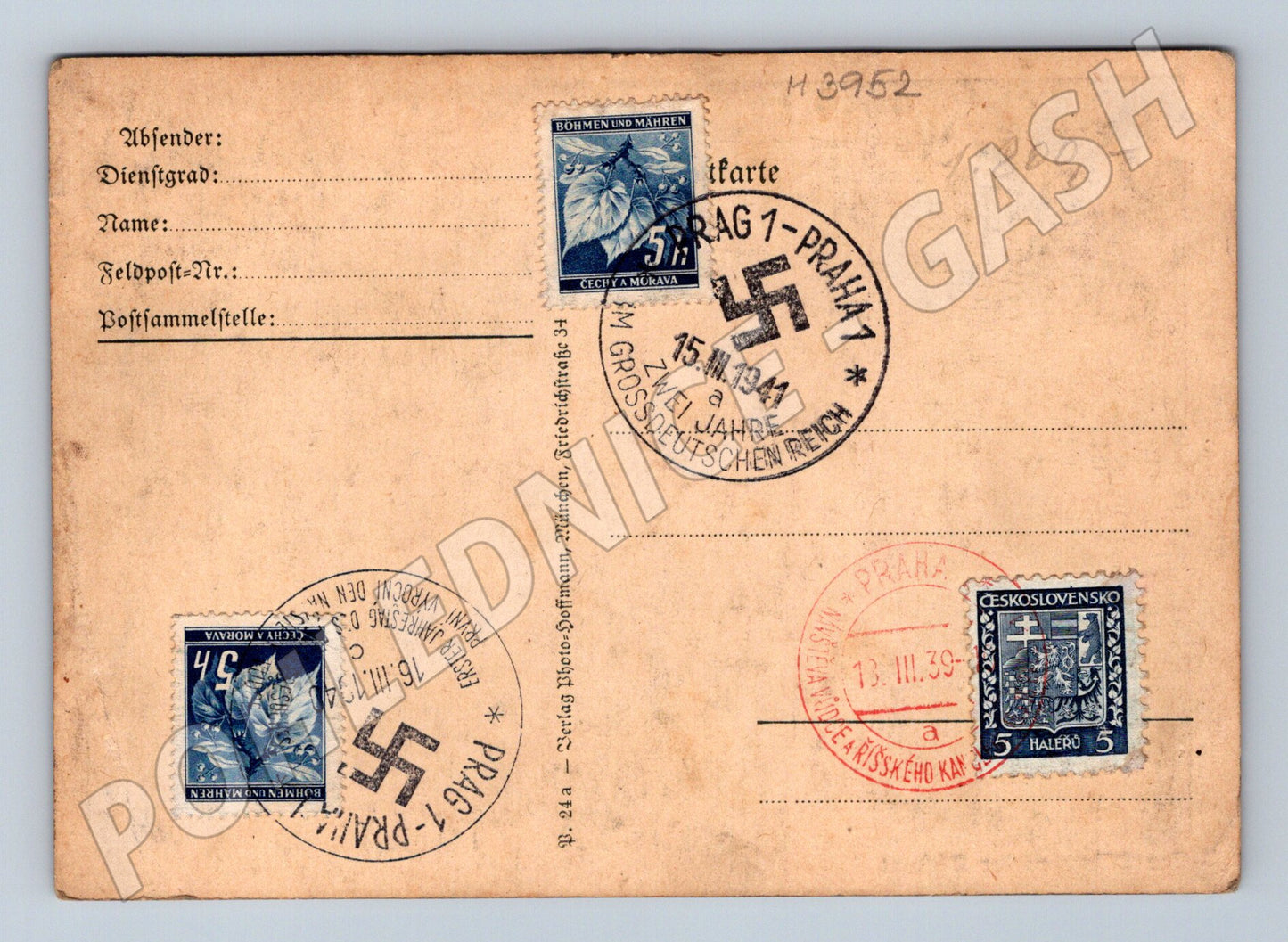 Pohlednice Der Führer – propaganda Protektorát (M3952)