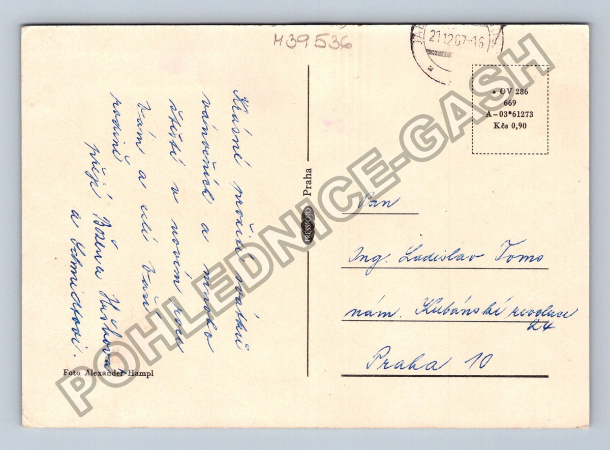 Pohlednice Šťastný Nový Rok horská krajina dvě postavy (M39536)