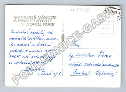 Pohlednice Vánoční zátiší s ozdobeným stromečkem 1964 (M39538)