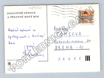Pohlednice Josef Lada zimní motiv chaloupka kocour 1948 (M39540)