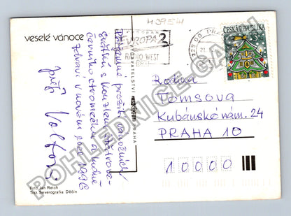 Pohlednice Vánoční stromeček a jablka 1995 (M39541)