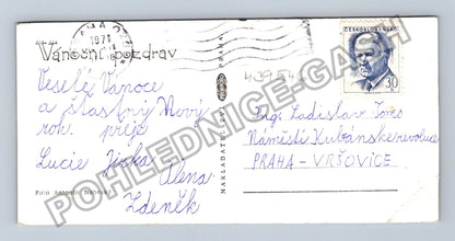 Pohlednice Vánoční pozdrav sváteční motiv 1971 (M39546)