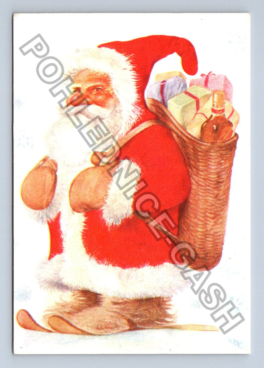 Pohlednice Vánoční přání Santa Claus s dárky 1990 (M39555)