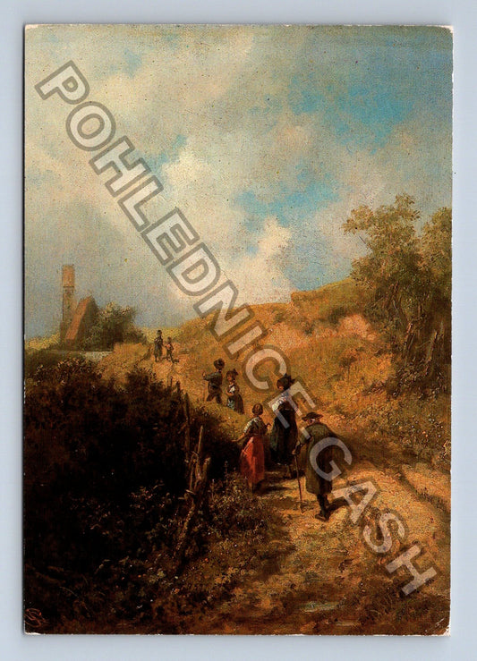 Pohlednice Carl Spitzweg Cesta ke kostelu 1862 (M39564)