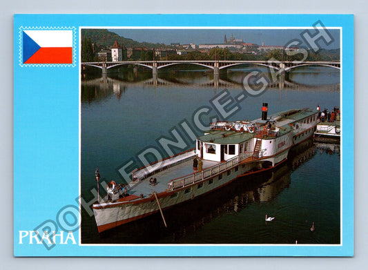 Pohlednice Praha parník Vltava Pražský hrad Karlův most (M39575)