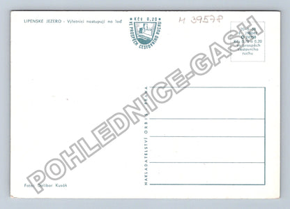 Pohlednice Lipenské jezero výletníci nastupují na loď 1958 (M39578)