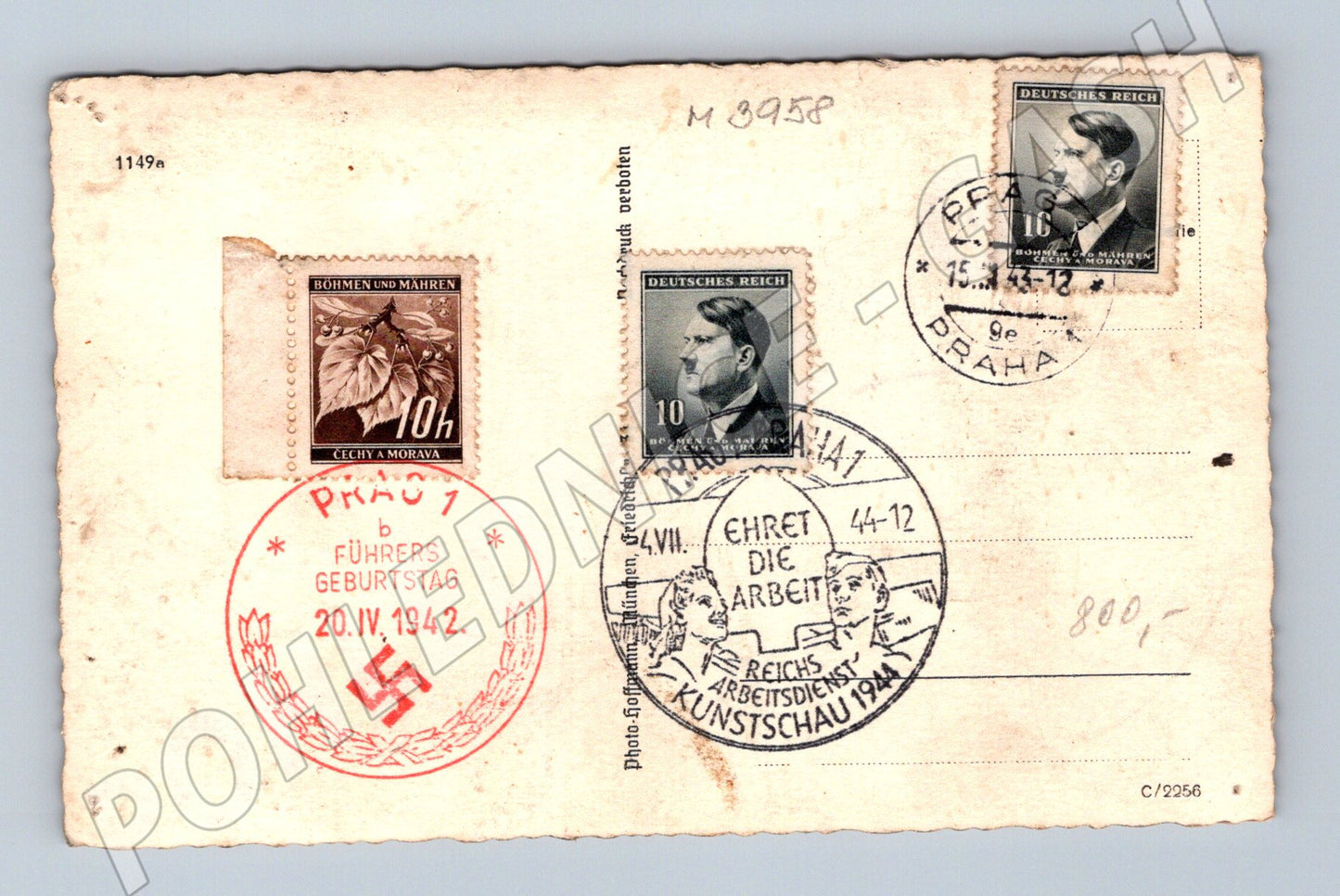 Pohlednice Adolf Hitler – Protektorát, razítka (M3957)
